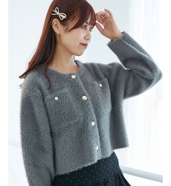  「ポケット付きフェザークルーカーデ」|カーディガン|