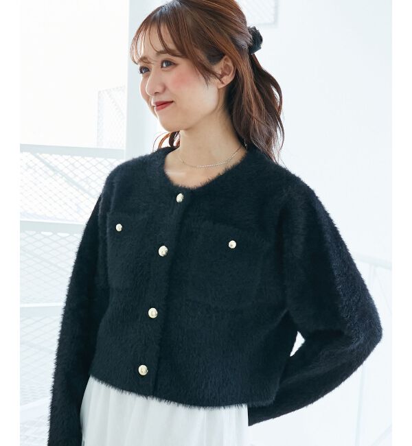  「ポケット付きフェザークルーカーデ」|カーディガン|