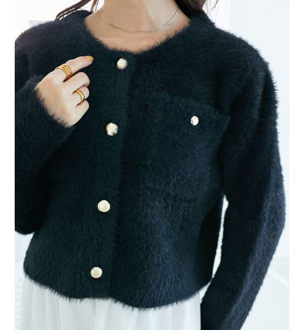  「ポケット付きフェザークルーカーデ」|カーディガン|