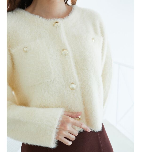  「ポケット付きフェザークルーカーデ」|カーディガン|