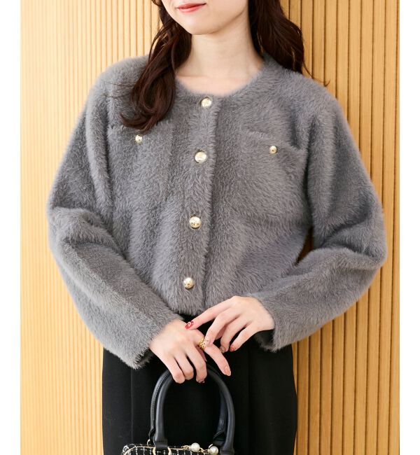  「ポケット付きフェザークルーカーデ」|カーディガン|Ｃ／グレー
