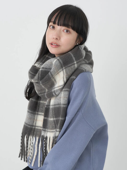 earth music&ecology「タータンチェックマフラー」|マフラー|Black