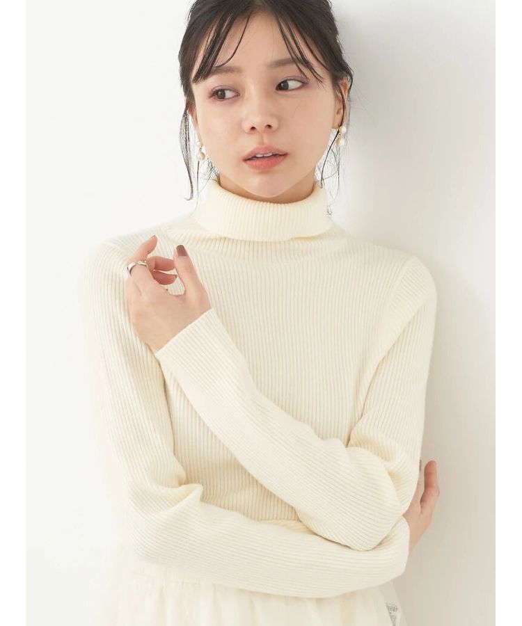 earth music&ecology「やわらかタッチリブタートルネックプルオーバー」|ニット・セーター|Ivory
