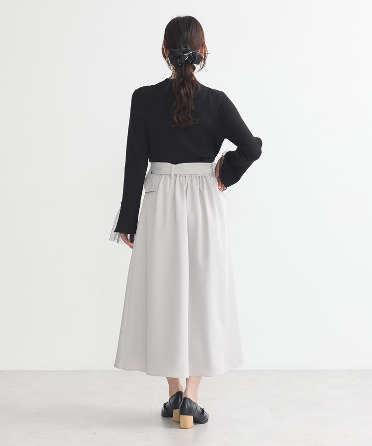 earth music&ecology「スリットチュールスリーブニットプルオーバー」|ニット・セーター|