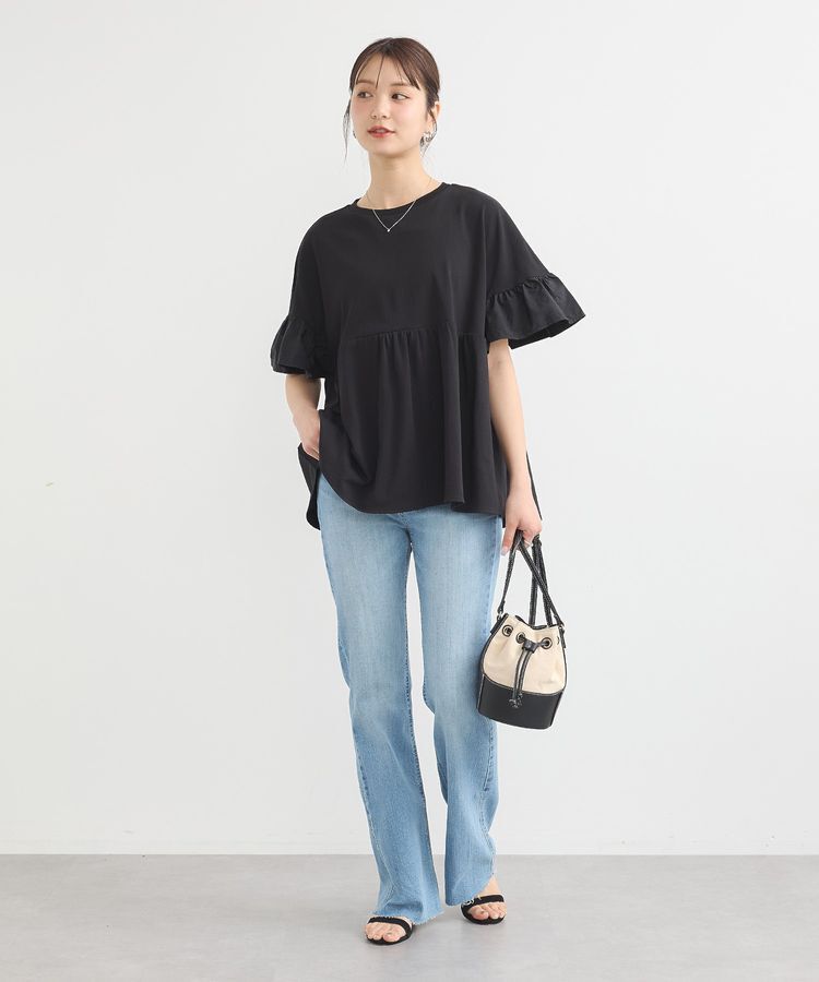 earth music&ecology「フリルドッキングポンチョT」|チュニック|