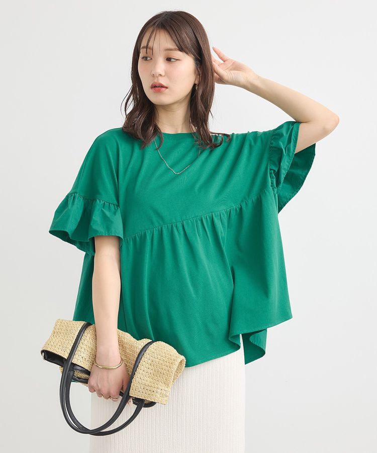 earth music&ecology「フリルドッキングポンチョT」|チュニック|