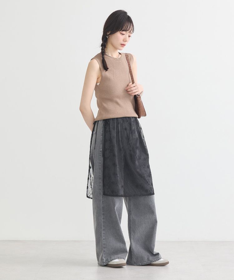 earth music&ecology「フラワー刺繍レイヤードスカート」|スカート|