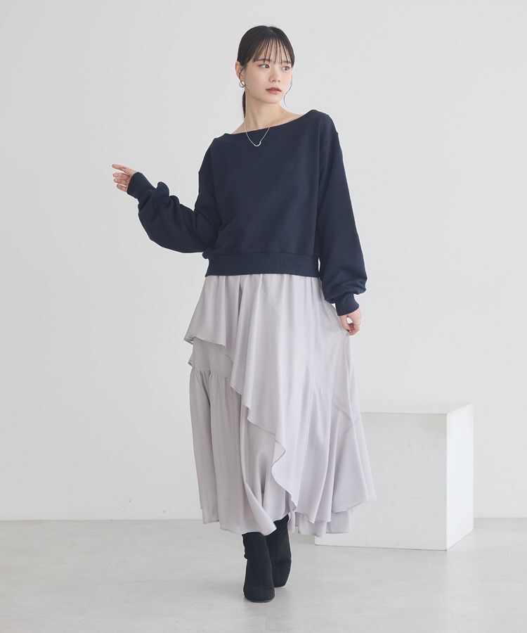 earth music&ecology「ショート丈ワンポイント刺繍オフショルスウェット」|スウェット・ジャージ|