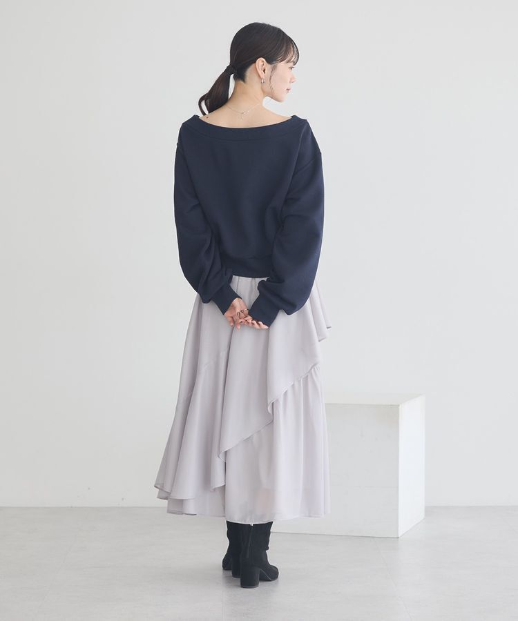 earth music&ecology「ショート丈ワンポイント刺繍オフショルスウェット」|スウェット・ジャージ|