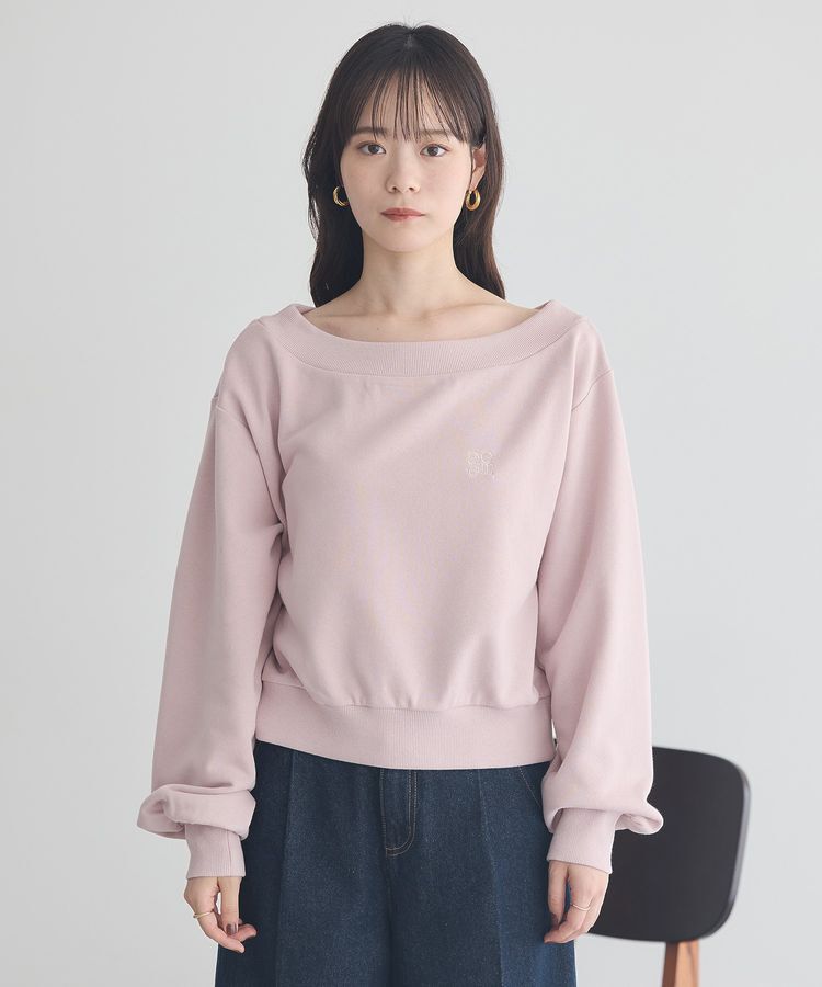 earth music&ecology「ショート丈ワンポイント刺繍オフショルスウェット」|スウェット・ジャージ|