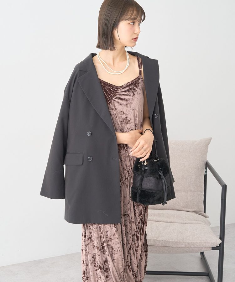 earth music&ecology「クラッシュベロアシャーリングワンピース」|ワンピース|