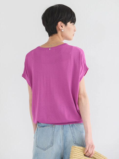 AMERICAN HOLIC「接触冷感フレンチスリーブニットプルオーバー」|ニット・セーター|