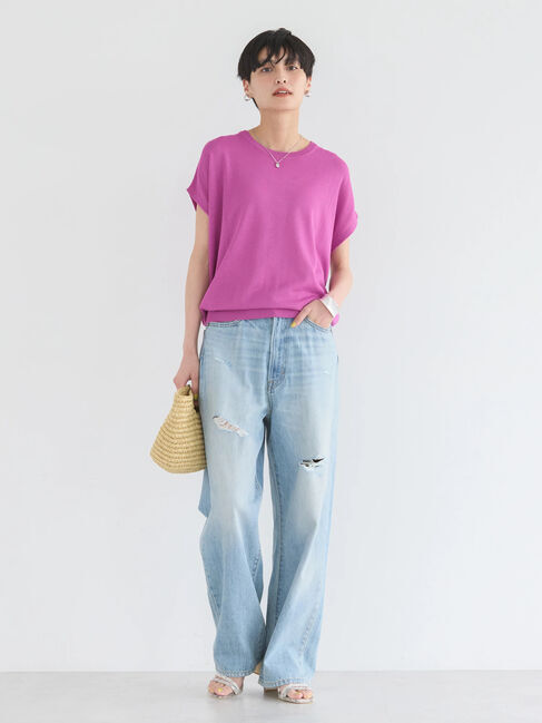 AMERICAN HOLIC「接触冷感フレンチスリーブニットプルオーバー」|ニット・セーター|