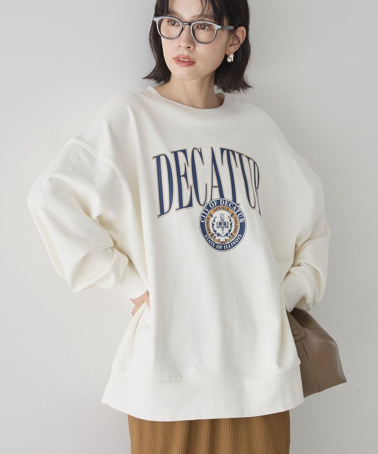 AMERICAN HOLIC「カレッジロゴクラックプリント裏毛プルオーバー」|スウェット・ジャージ|Off White