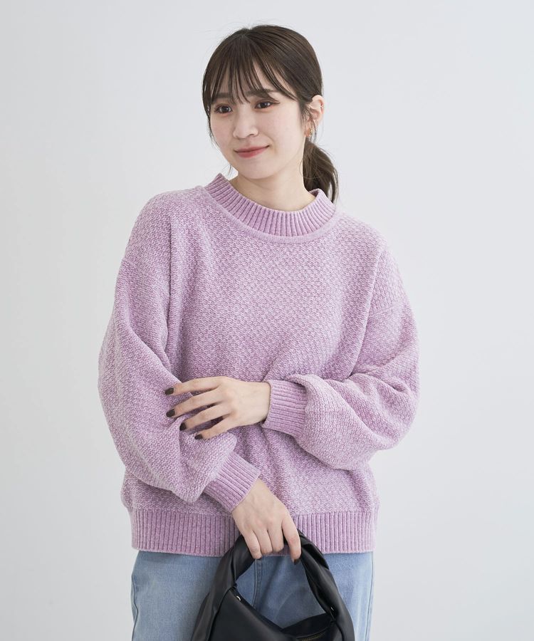 Green Parks「ベロアモールモックネックニットプルオーバー」|ニット・セーター|Pink