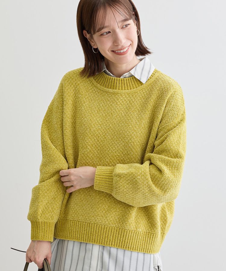 Green Parks「ベロアモールモックネックニットプルオーバー」|ニット・セーター|Yellow