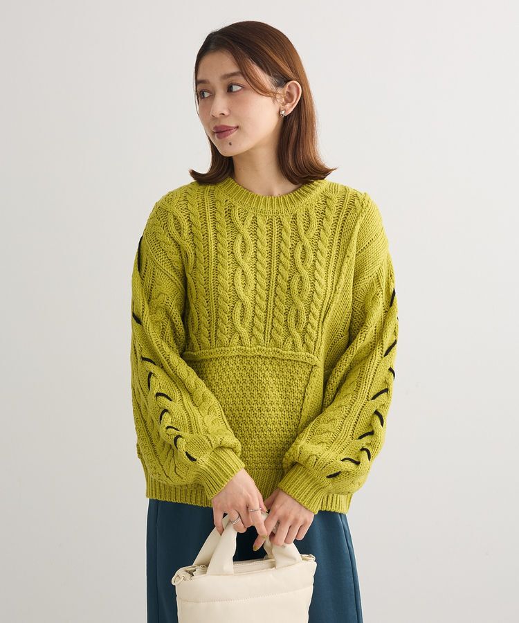 Green Parks「変形ケーブルニットプルオーバー」|ニット・セーター|