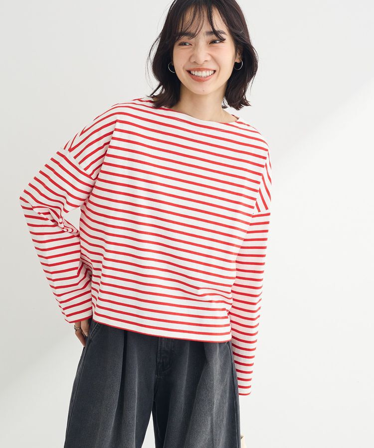 Green Parks「ボックスシルエットボーダープルオーバー」|Tシャツ・カットソー|Red