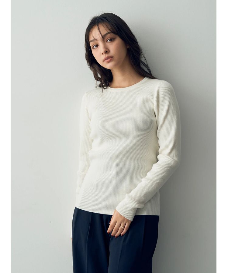 YECCA VECCA「クルーネックリブ編みニット」|ニット・セーター|