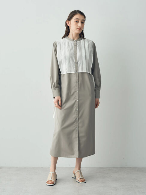 YECCA VECCA「レイヤード風シャツワンピース」|ワンピース|Beige