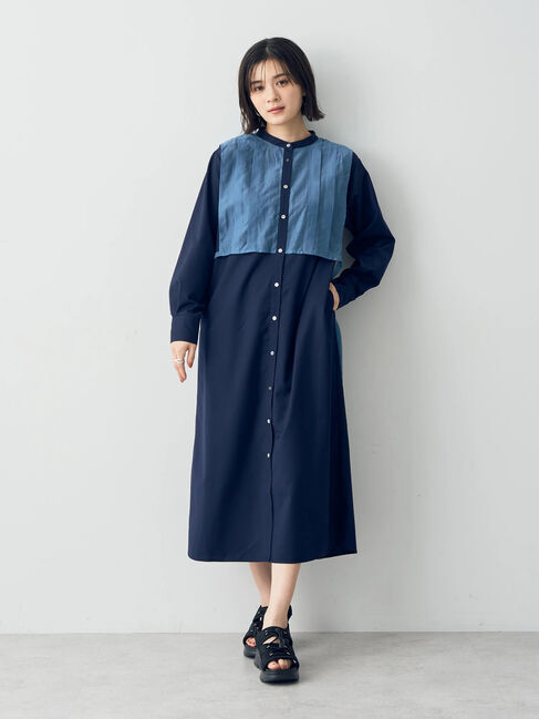 YECCA VECCA「レイヤード風シャツワンピース」|ワンピース|