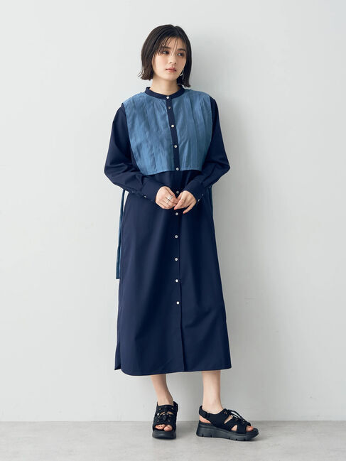 YECCA VECCA「レイヤード風シャツワンピース」|ワンピース|