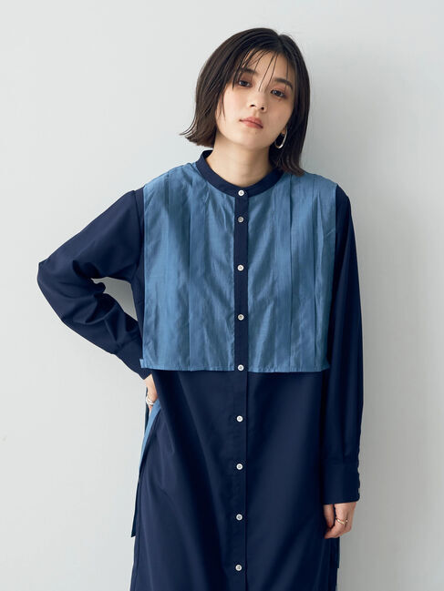 YECCA VECCA「レイヤード風シャツワンピース」|ワンピース|