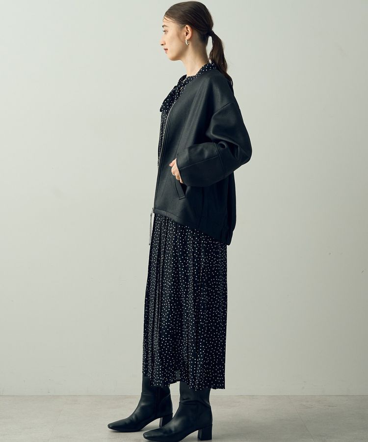 YECCA VECCA「レザーライクノーカラーブルゾン」|ブルゾン・スタジャン|