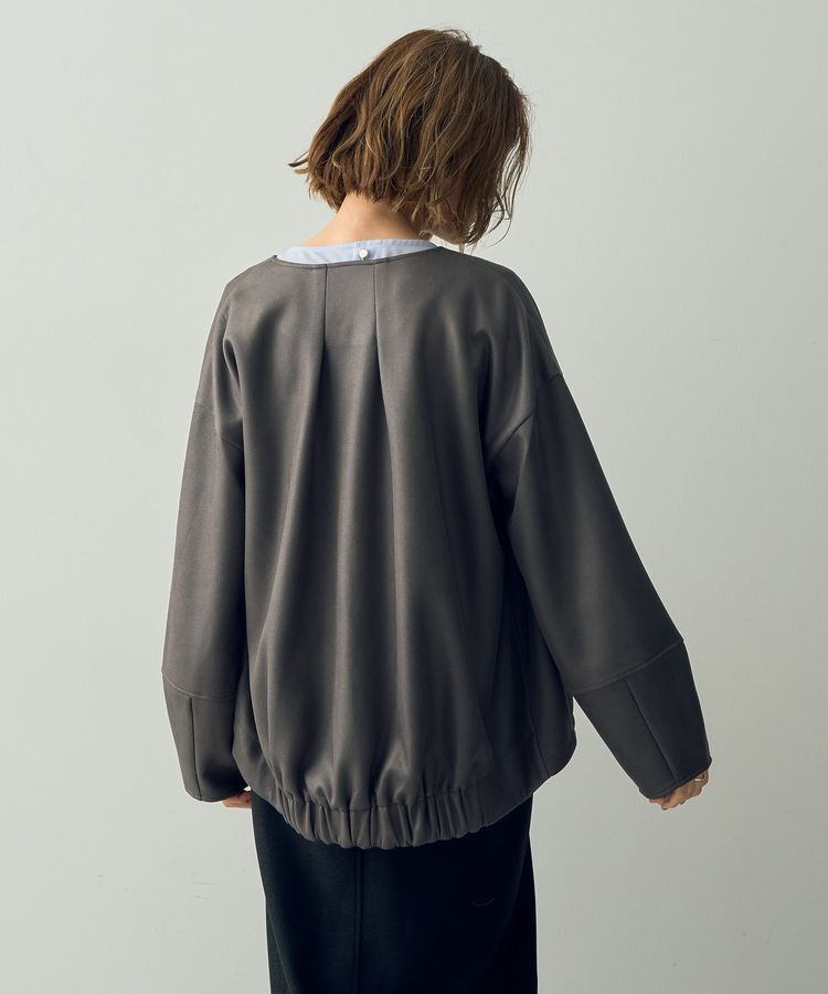 YECCA VECCA「レザーライクノーカラーブルゾン」|ブルゾン・スタジャン|