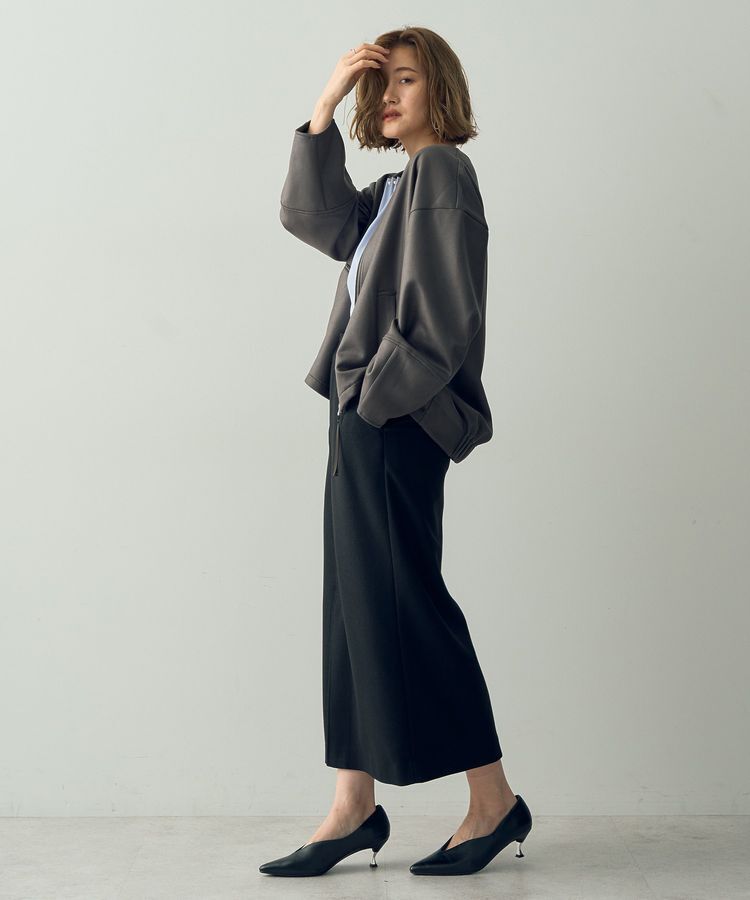 YECCA VECCA「レザーライクノーカラーブルゾン」|ブルゾン・スタジャン|