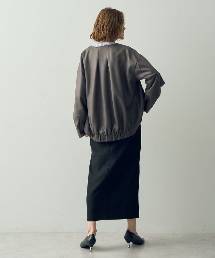 YECCA VECCA「レザーライクノーカラーブルゾン」|ブルゾン・スタジャン|