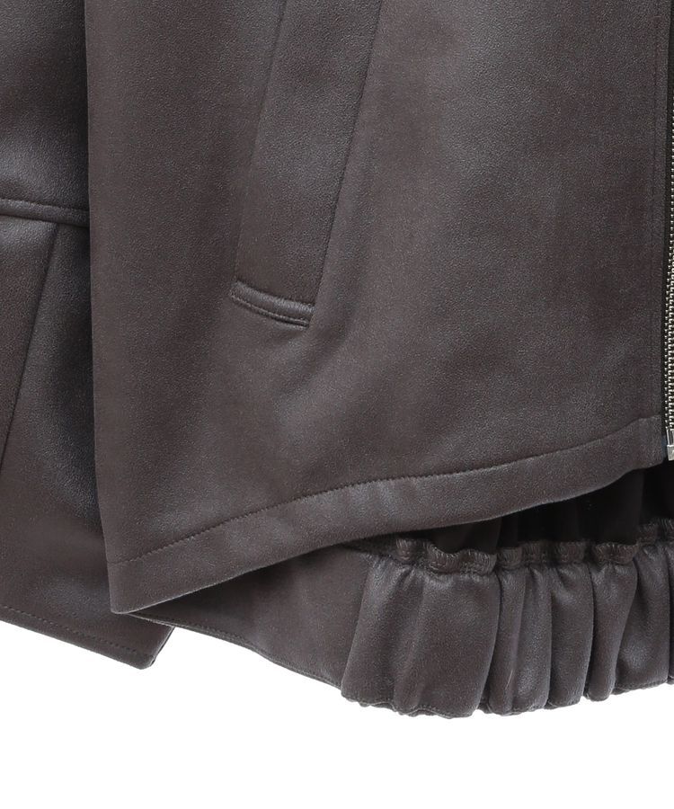 YECCA VECCA「レザーライクノーカラーブルゾン」|ブルゾン・スタジャン|