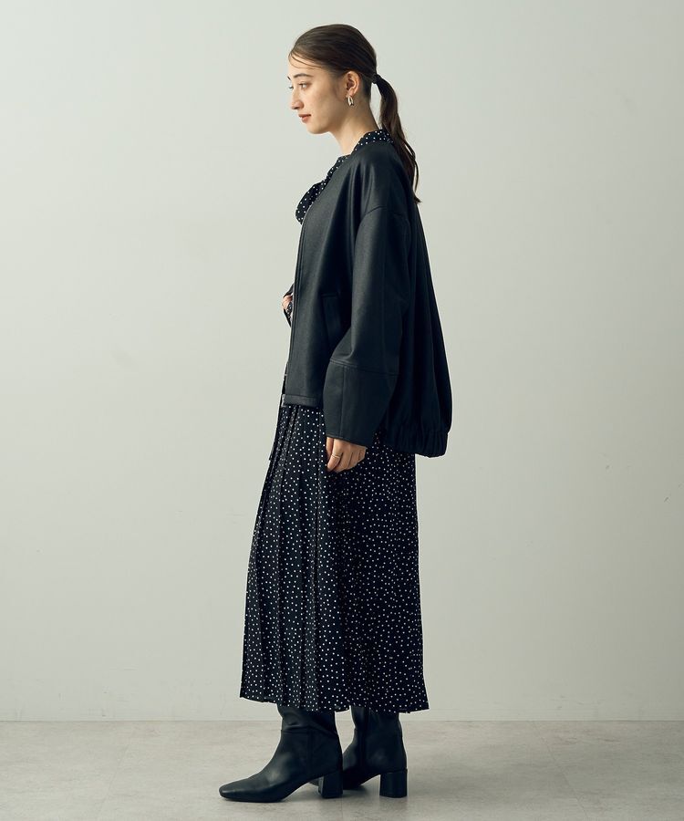 YECCA VECCA「レザーライクノーカラーブルゾン」|ブルゾン・スタジャン|