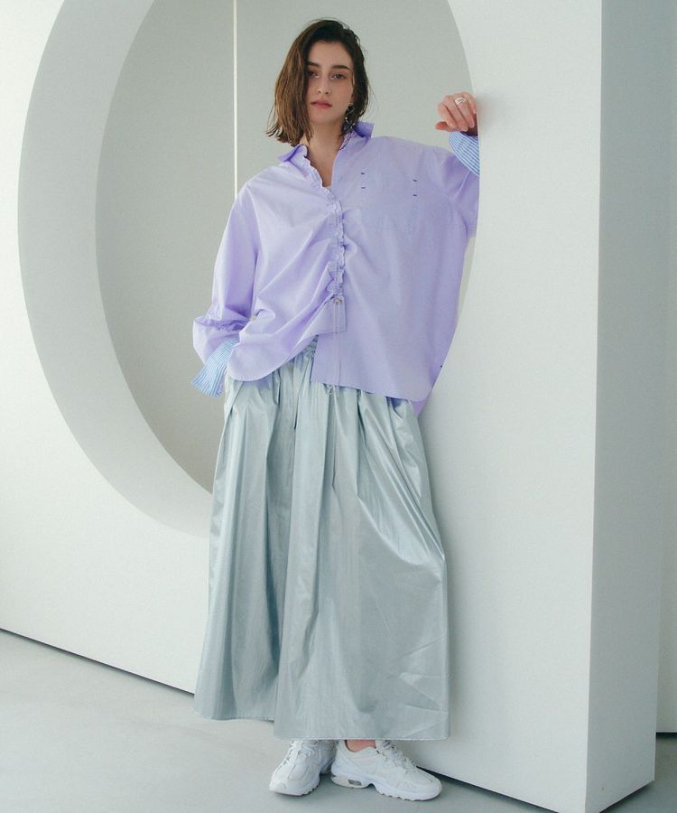 Editt by YECCA VECCA「タックボリュームロングスカート」|フレア|Silver