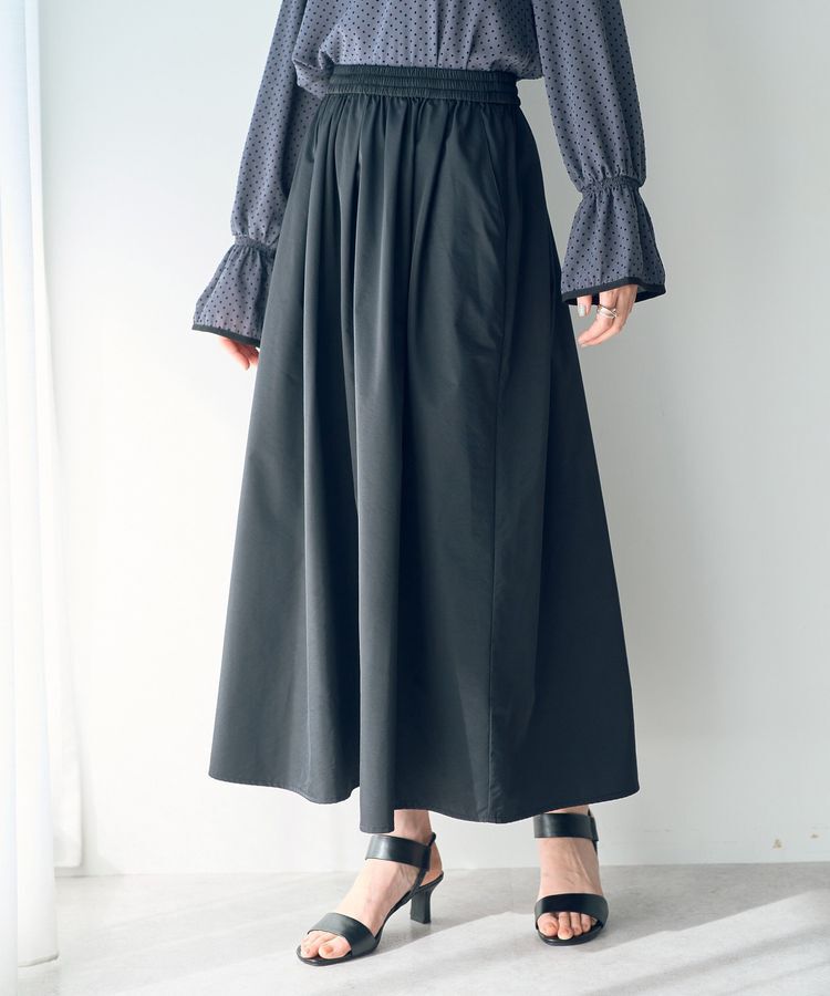 Editt by YECCA VECCA「タックボリュームロングスカート」|フレア|Black