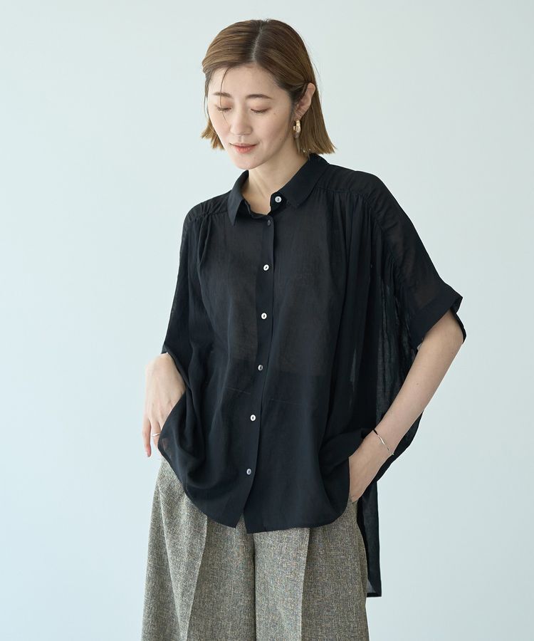 YECCA VECCA「ドライタッチシアーバックギャザーシャツ」|シャツ・ブラウス|