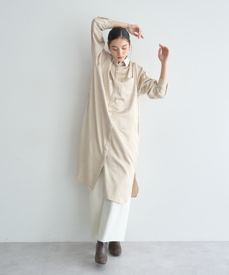 Editt by YECCA VECCA「ヴィンテージサテンシャツワンピース」|ワンピース|Light beige