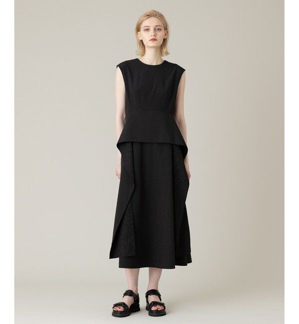 LOULOU WILLOUGHBY「【LOULOU WILLOUGHBY】フラワーフクレジャガードワンピース」|ワンピース|ブラック