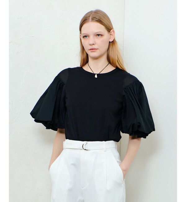 allureville「フライスコンビボリュームスリーブプルオーバー」|Tシャツ・カットソー|