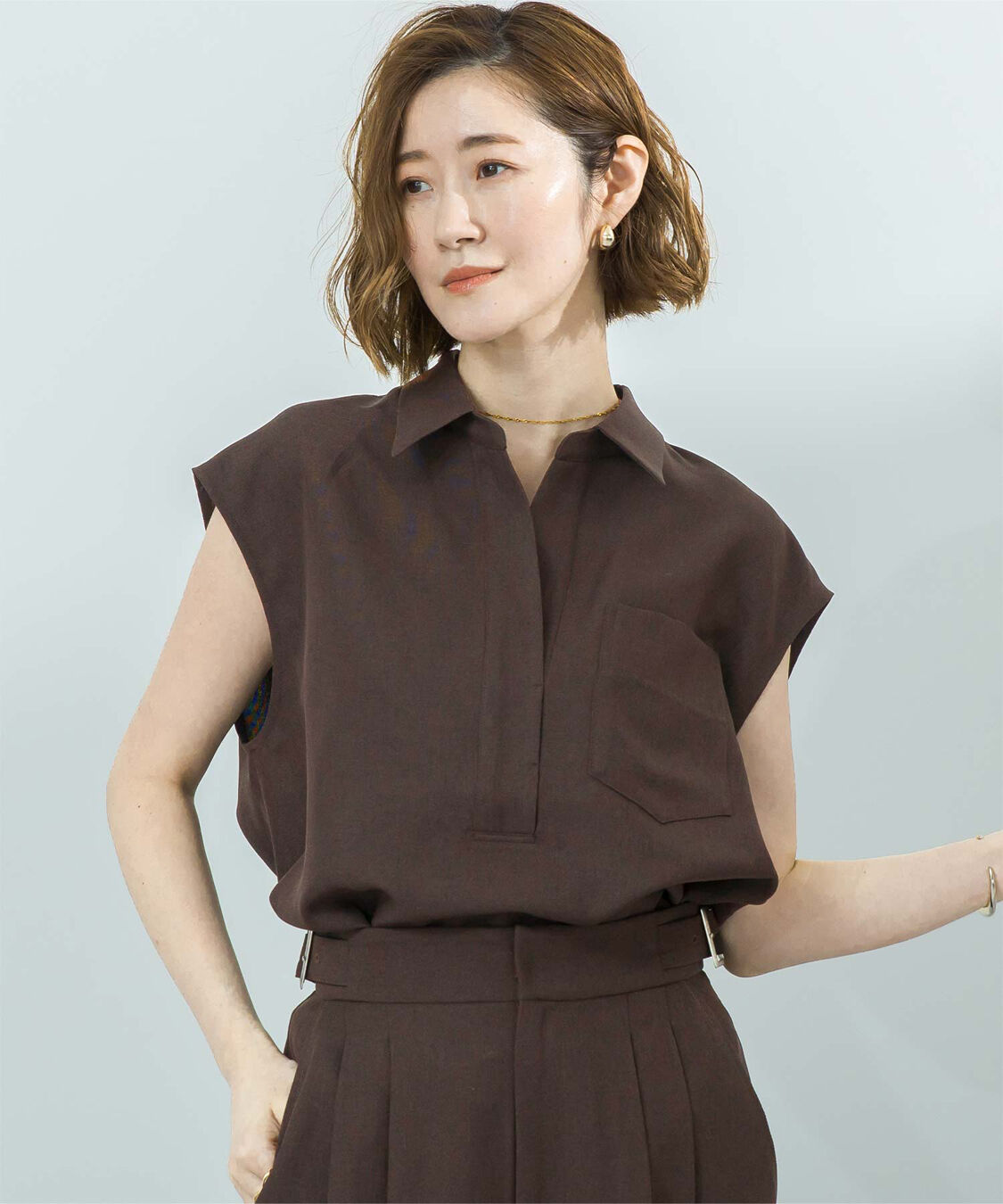 ur's「リネンライクフレンチスリーブスキッパーブラウス」|シャツ・ブラウス|