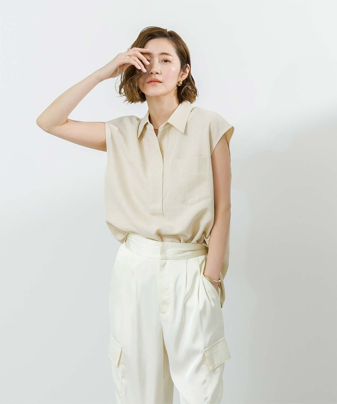 ur's「リネンライクフレンチスリーブスキッパーブラウス」|シャツ・ブラウス|