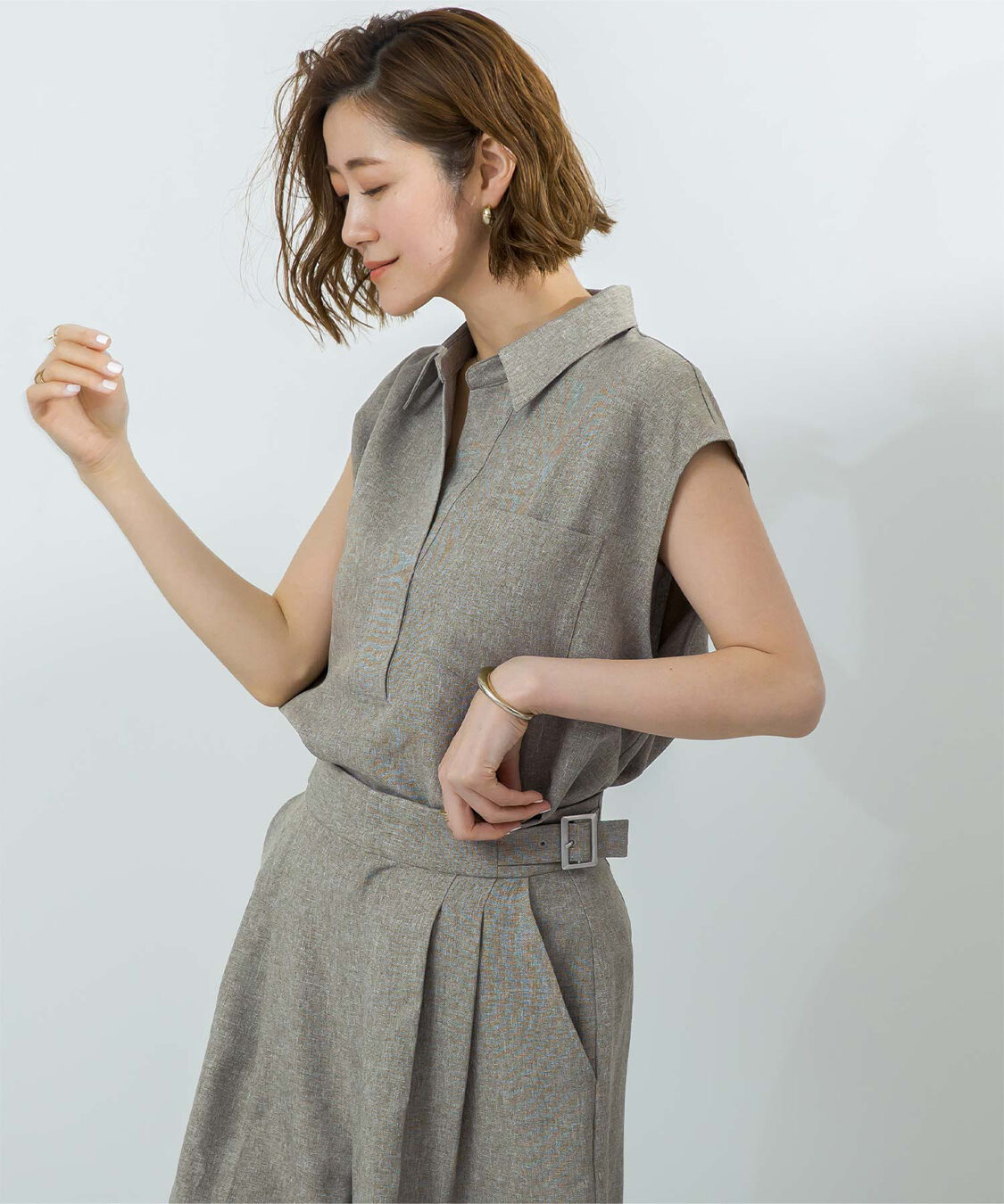 ur's「リネンライクフレンチスリーブスキッパーブラウス」|シャツ・ブラウス|