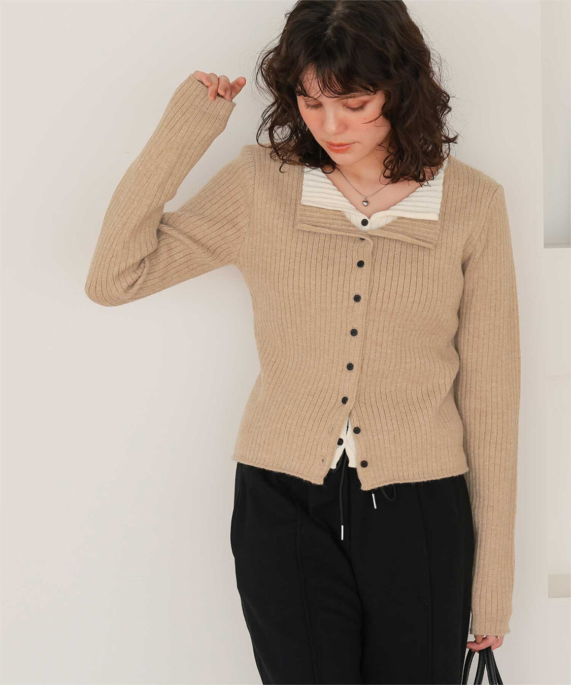 titivate「レイヤード風リブニットトップス」|ニット・セーター|