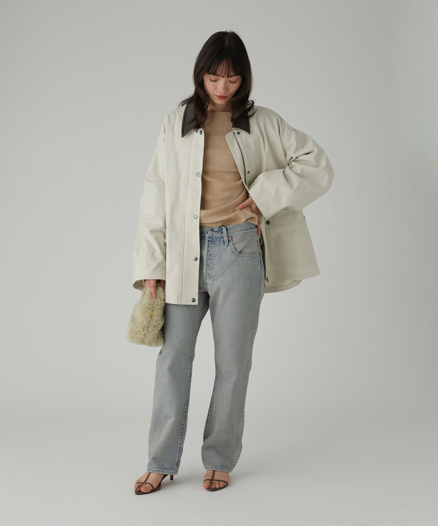 BABYLONE「コットンカルゼバイカラーブルゾン」|ブルゾン・スタジャン|