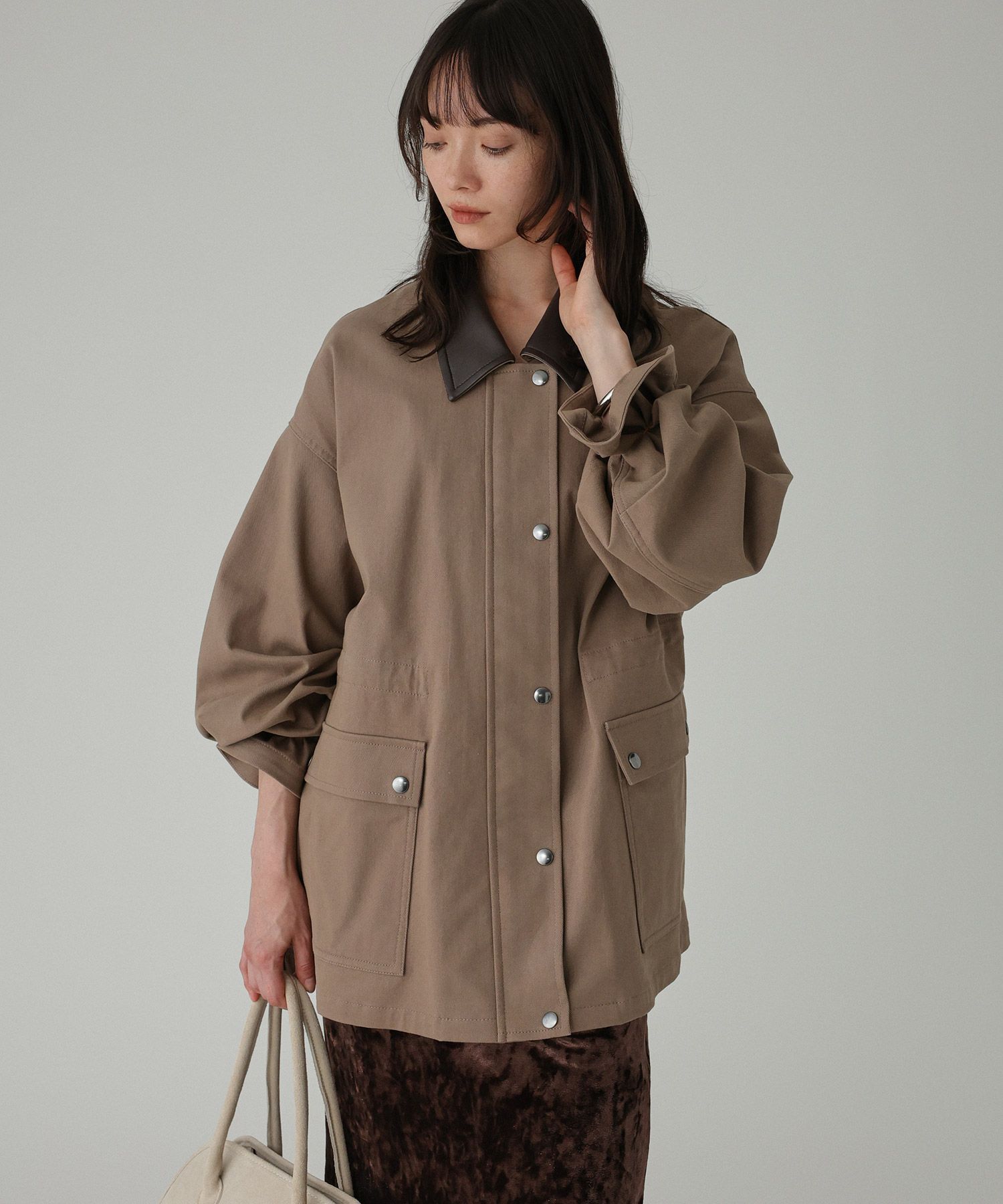 BABYLONE「コットンカルゼバイカラーブルゾン」|ブルゾン・スタジャン|