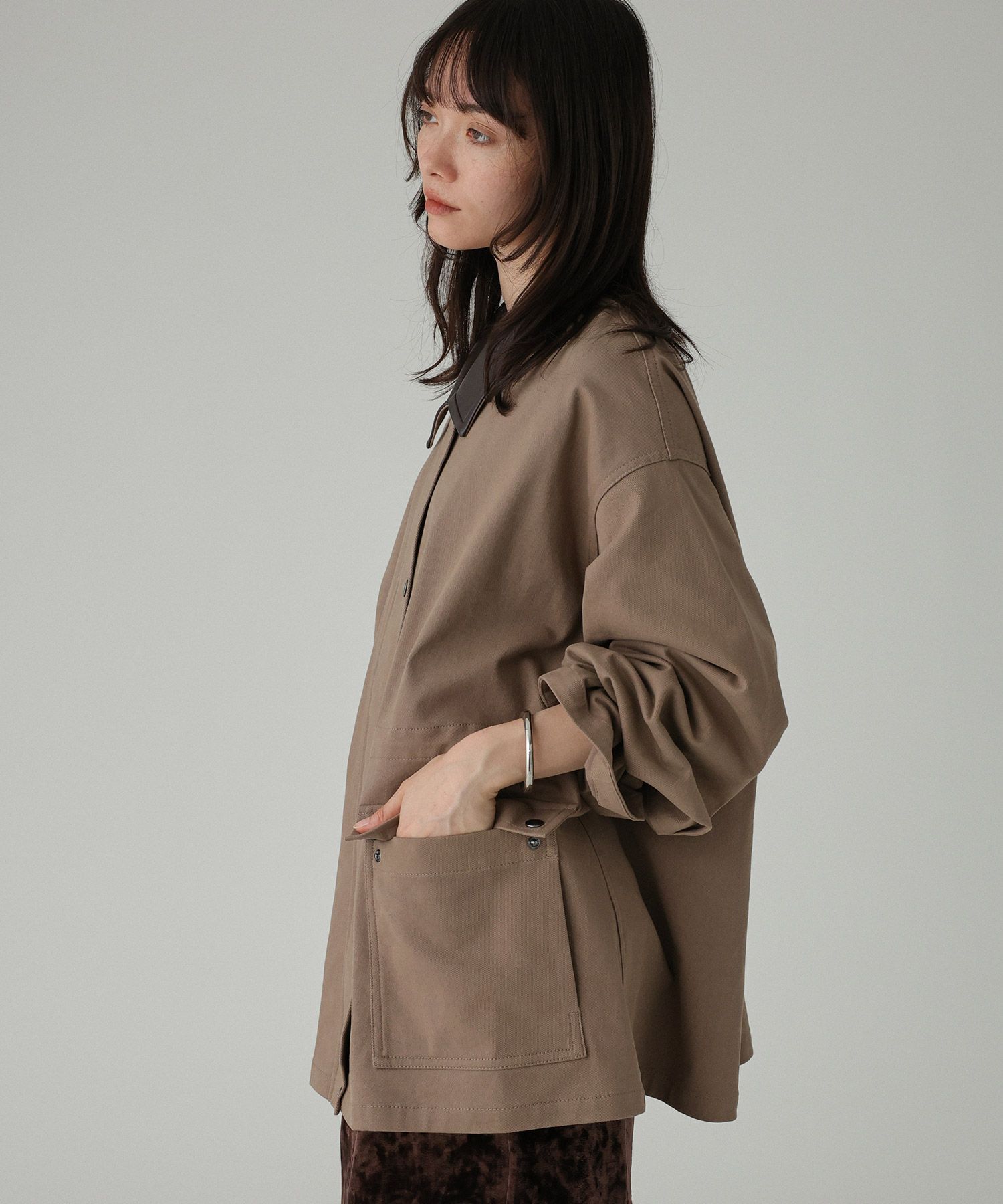 BABYLONE「コットンカルゼバイカラーブルゾン」|ブルゾン・スタジャン|