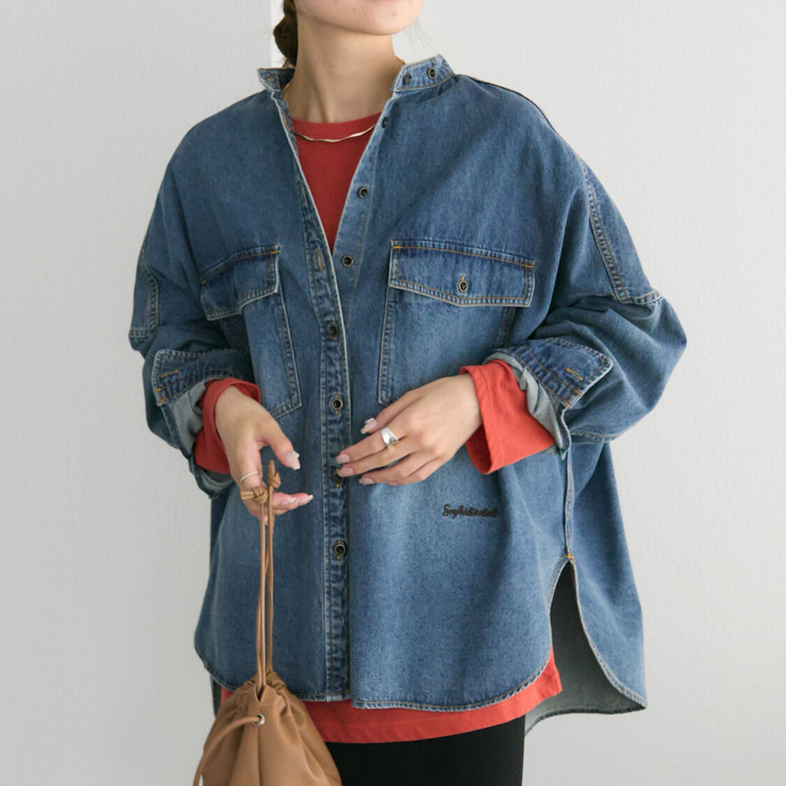  「【年間総売上１位！】ヴィンテージライクデニムバンドカラーシャツ」|シャツ・ブラウス|