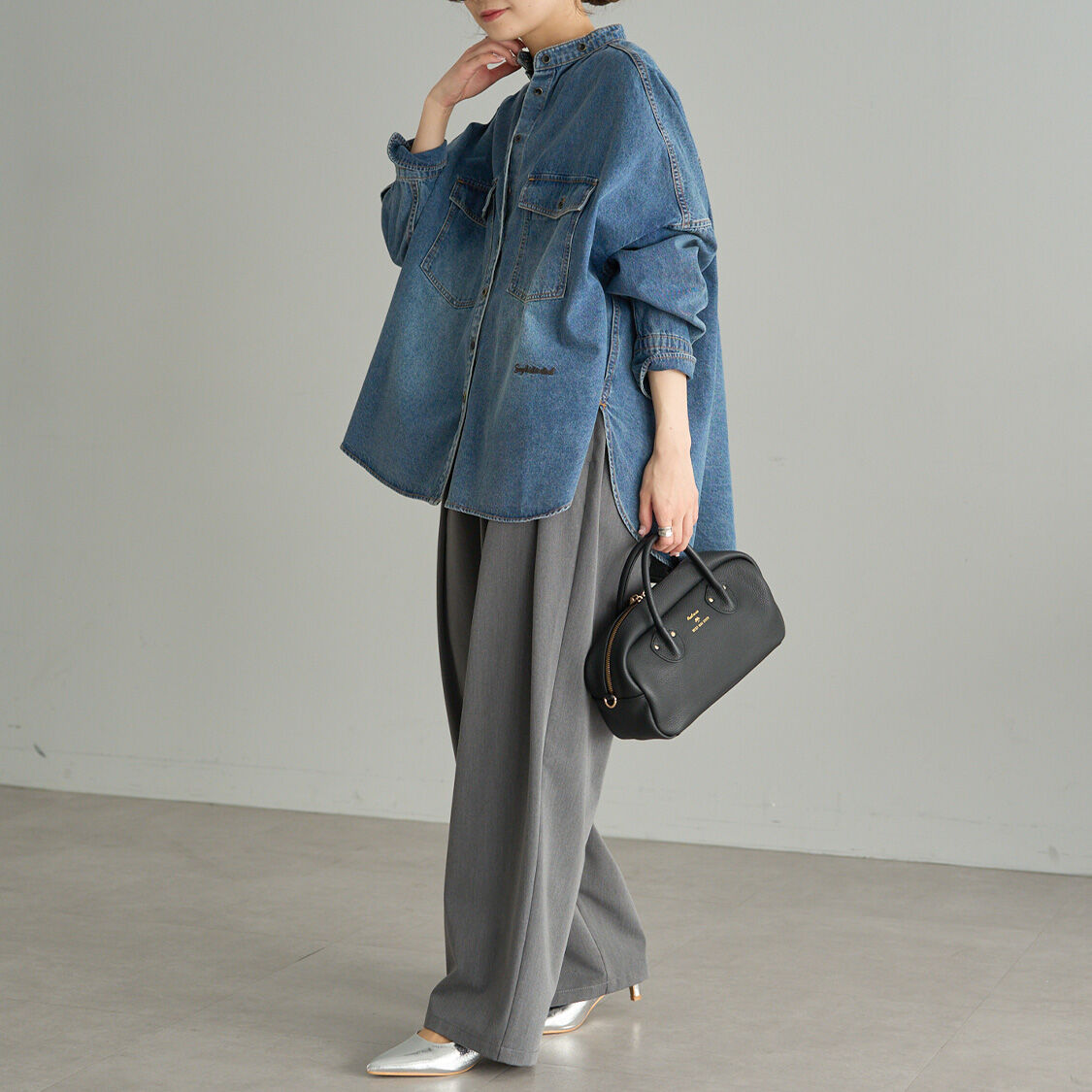  「【年間総売上１位！】ヴィンテージライクデニムバンドカラーシャツ」|シャツ・ブラウス|