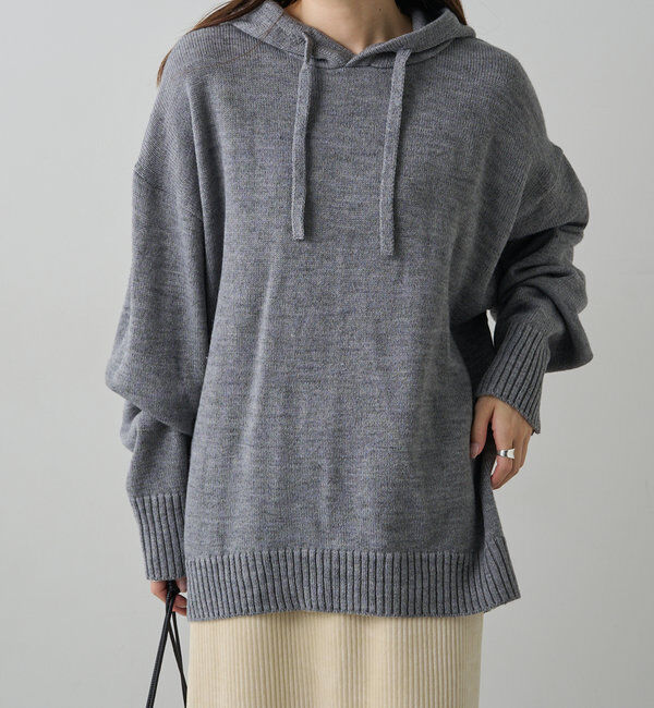  「【手洗いOK】ハンドウォッシャブルニットパーカー」|ニット・セーター|グレー