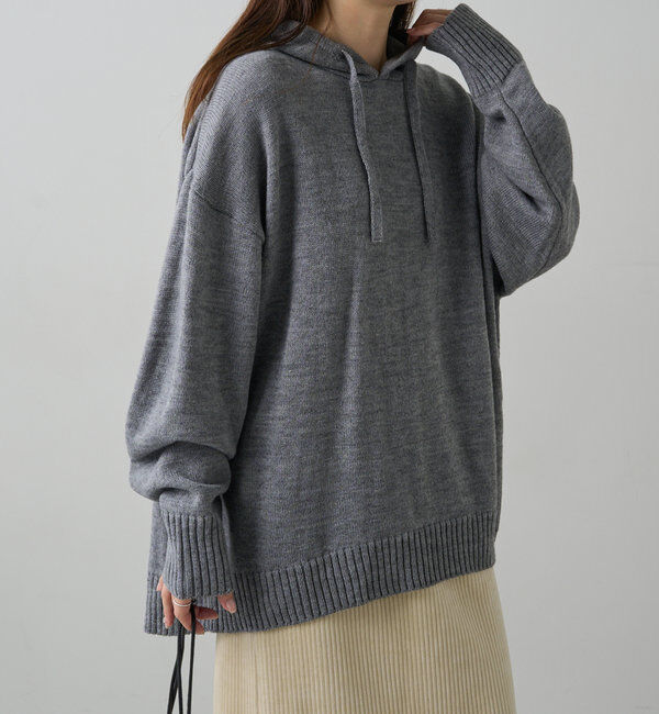  「【手洗いOK】ハンドウォッシャブルニットパーカー」|ニット・セーター|